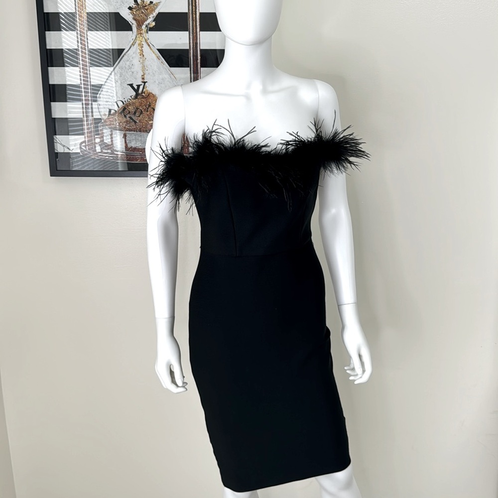 CYCLAMEN Women's Feather Dress Tube Slip Dress Slim Fit Bodycon Midi Dress Party